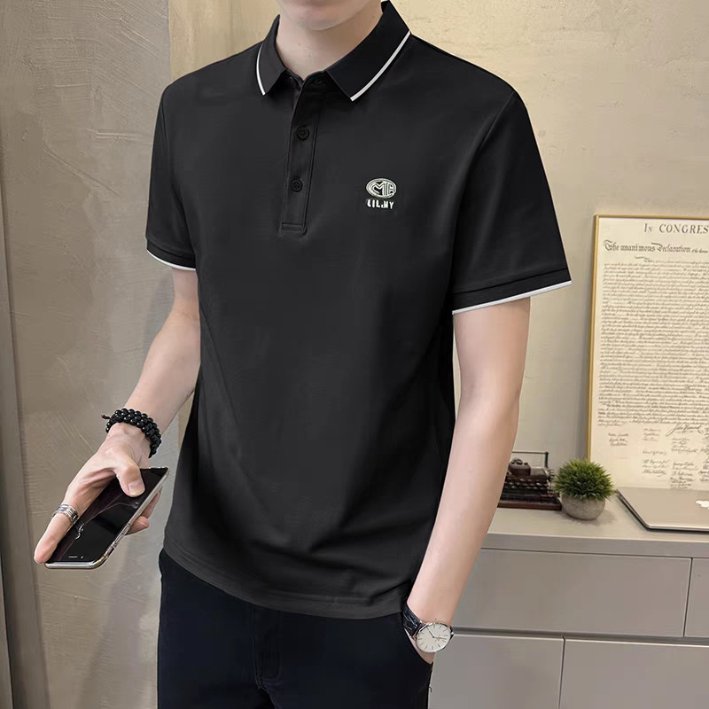Polo Shirt Pique - 新しいメンズポロシャツ夏半袖襟付きTシャツトレンディジャージーピケ刺繍トップ