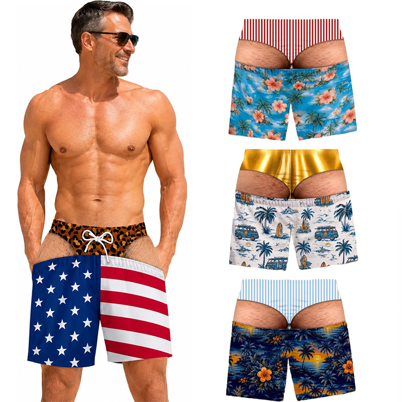 ノベルティメンズスイムトランクス、面白い毛深い脚のプリントビ - Swim Trunk Quick Dry のレビューと価格